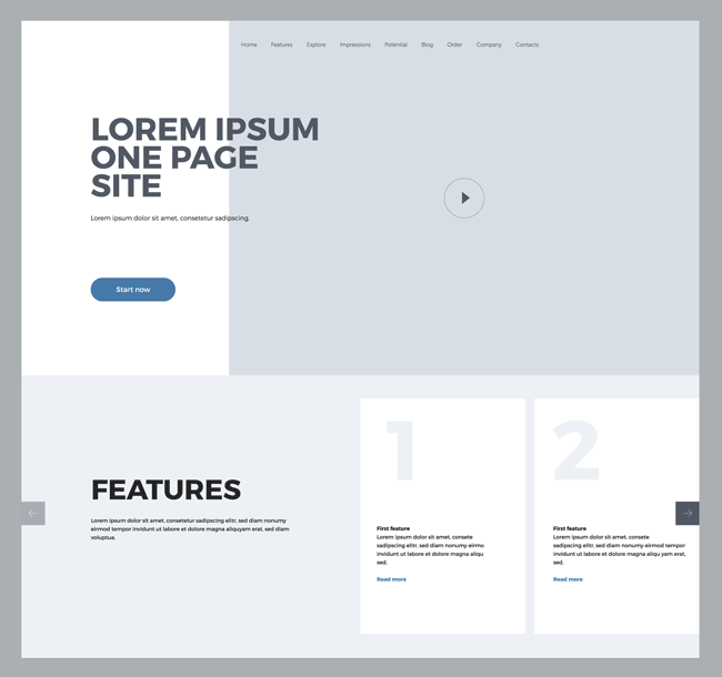 Website wireframe lorem ipsum example