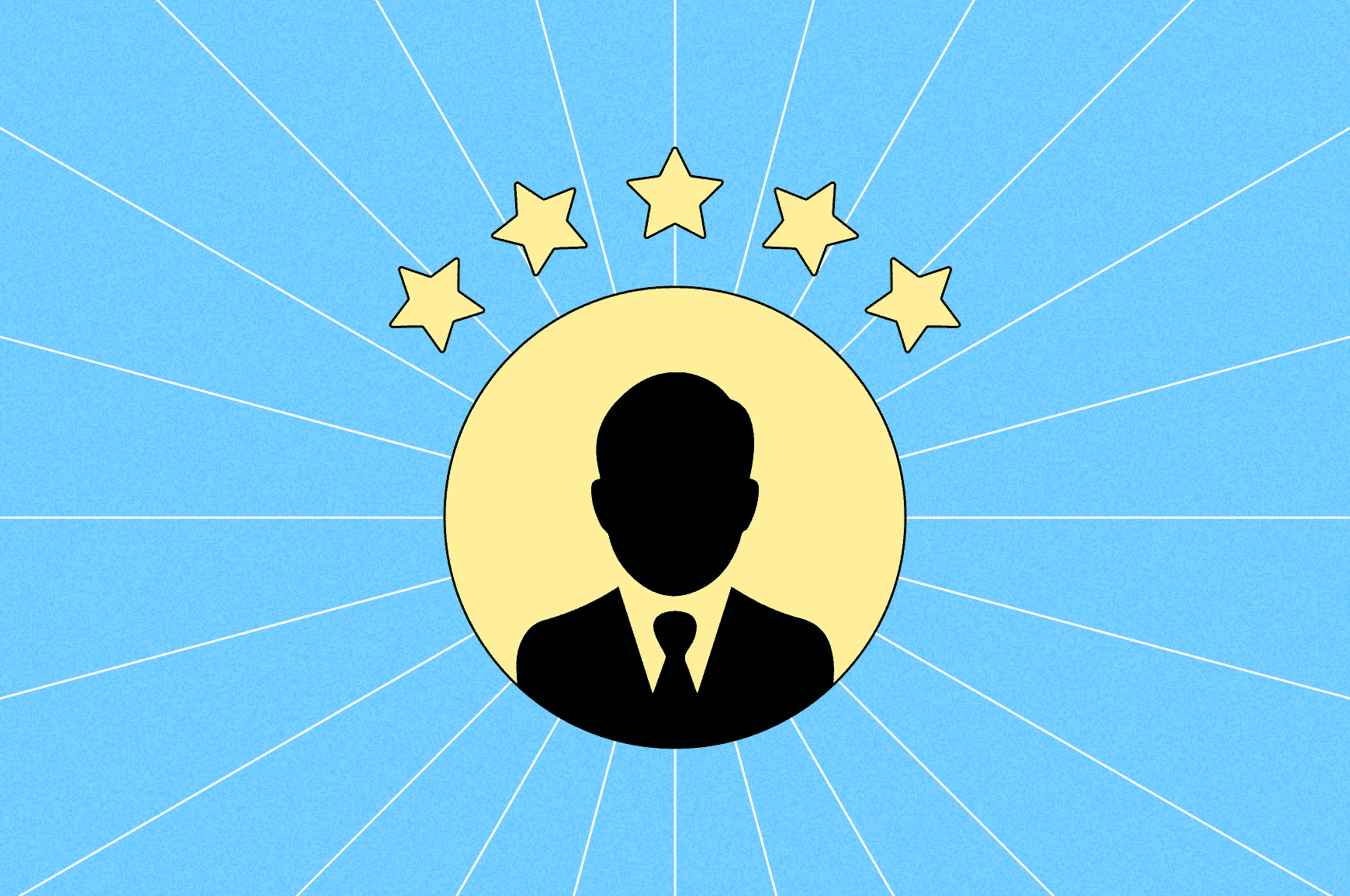 Silhouette of a man with 5 stars above him